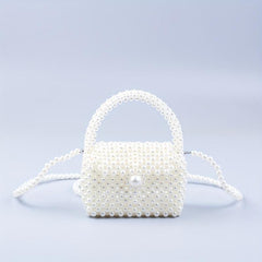 Mini Pearl Handle Chain Braided Crossbody Bag Elegant Handbag