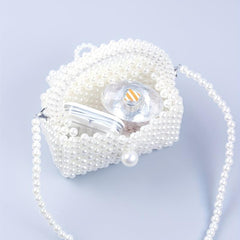 Mini Pearl Handle Chain Braided Crossbody Bag Elegant Handbag