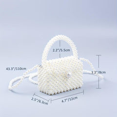 Mini Pearl Handle Chain Braided Crossbody Bag Elegant Handbag
