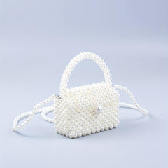 Mini Pearl Handle Chain Braided Crossbody Bag Elegant Handbag