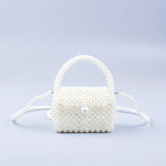 Mini Pearl Handle Chain Braided Crossbody Bag Elegant Handbag