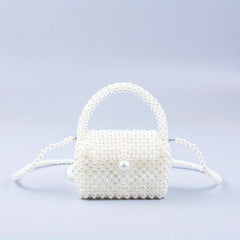 Mini Pearl Handle Chain Braided Crossbody Bag Elegant Handbag