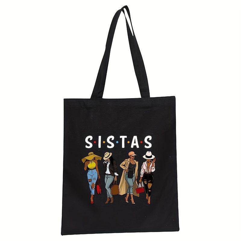 Music Girl Canvas Tote Bag Reusable Shopping Shoulder Bag