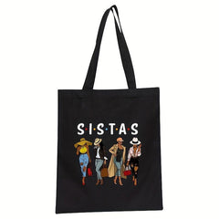 Music Girl Canvas Tote Bag Reusable Shopping Shoulder Bag