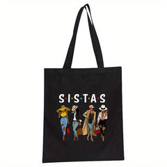 Music Girl Canvas Tote Bag Reusable Shopping Shoulder Bag