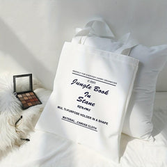 Letter Print Canvas Tote Bag Travel Beach Shoulder Bag