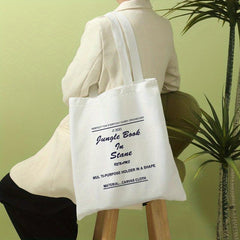 Letter Print Canvas Tote Bag Travel Beach Shoulder Bag