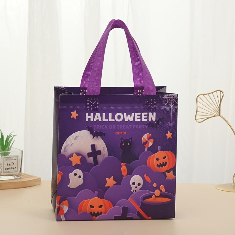 5 Pcs Halloween Pattern Storage Handbag No Woven Bag