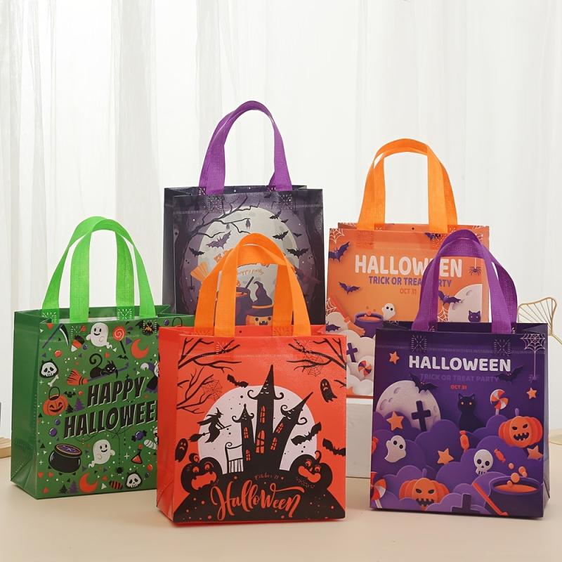 5 Pcs Halloween Pattern Storage Handbag No Woven Bag