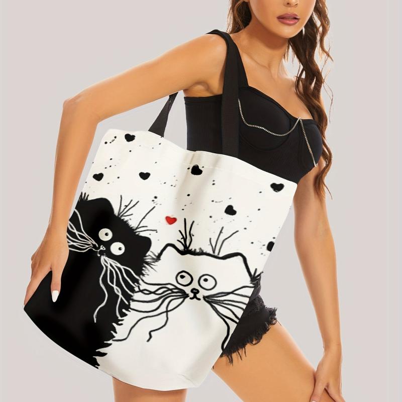 Cat Print Tote Bag Large Beach Shoulder Bag