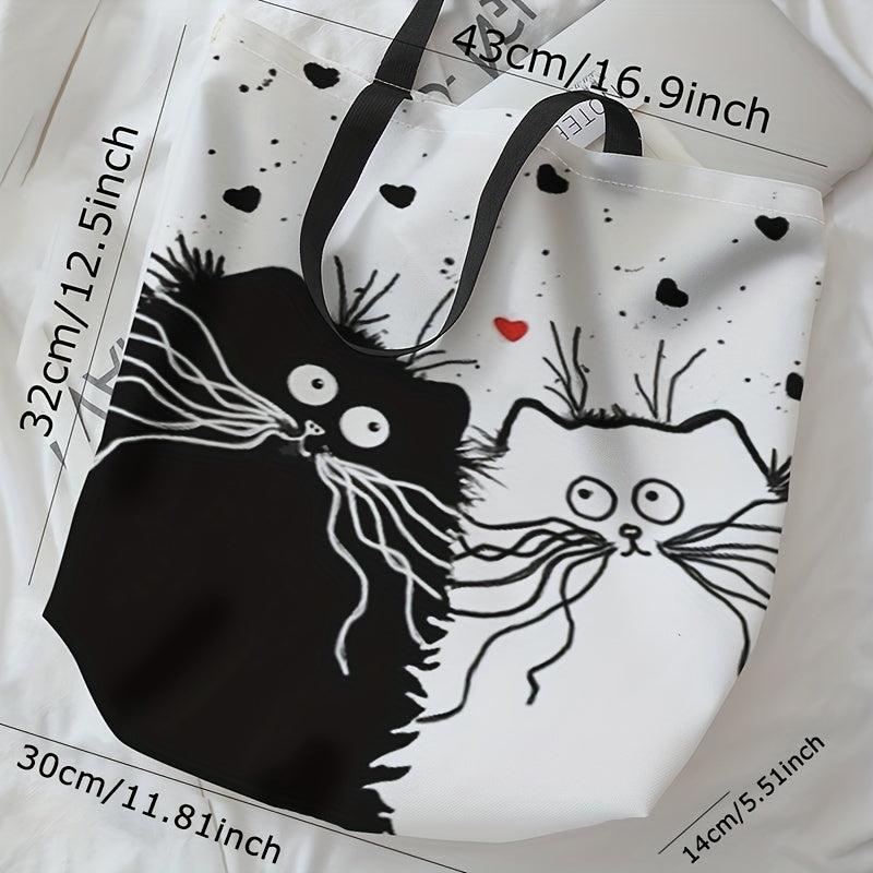 Cat Print Tote Bag Large Beach Shoulder Bag