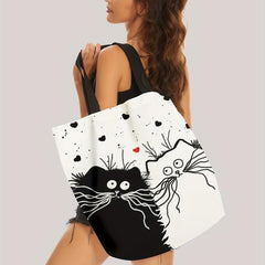 Cat Print Tote Bag Large Beach Shoulder Bag