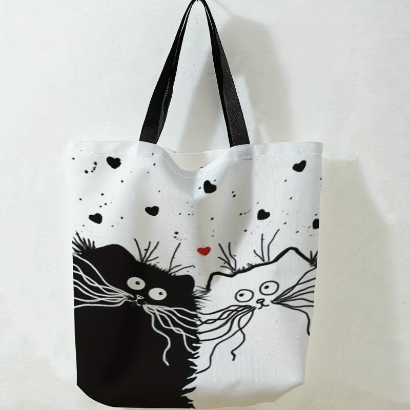 Cat Print Tote Bag Large Beach Shoulder Bag