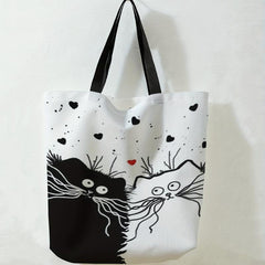 Cat Print Tote Bag Large Beach Shoulder Bag
