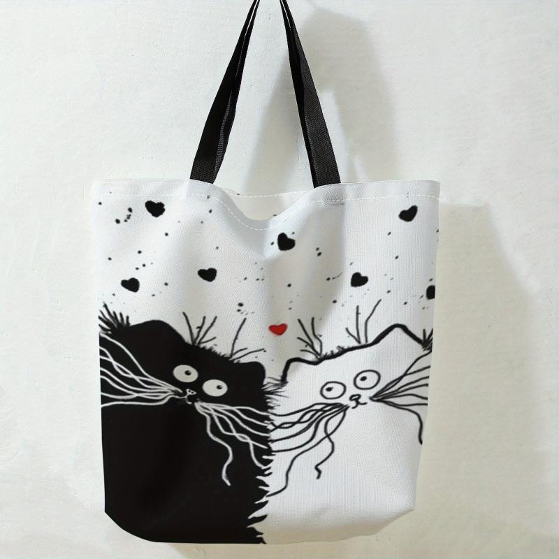 Cat Print Tote Bag Large Beach Shoulder Bag