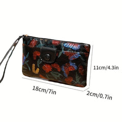 Vintage Flower Embossed Long Wallet Zipper Clutch Purse