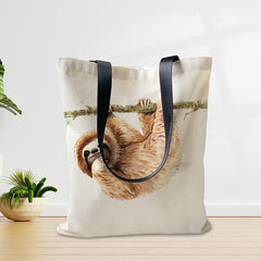 Sloth Pattern Canvas Tote Bag Lightweight Shoulder Bag