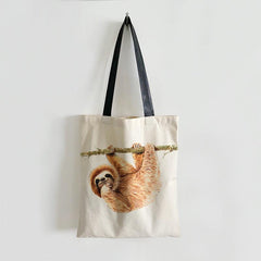 Sloth Pattern Canvas Tote Bag Lightweight Shoulder Bag
