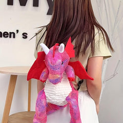 Fire Dragon Shaped Backpack Stuffed Dinosaur School Bag