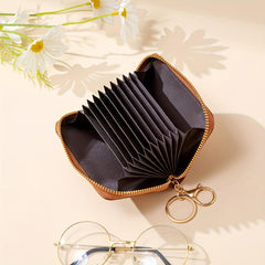 Woven ID Card Short Wallet PU Leather Lightweight Card Holder