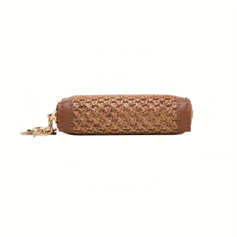 Woven ID Card Short Wallet PU Leather Lightweight Card Holder