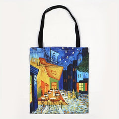 Oil Painting Pattern Canvas Tote Bag Lightweight Shoulder Shopping Bag
