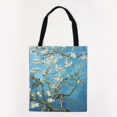 Oil Painting Pattern Canvas Tote Bag Lightweight Shoulder Shopping Bag