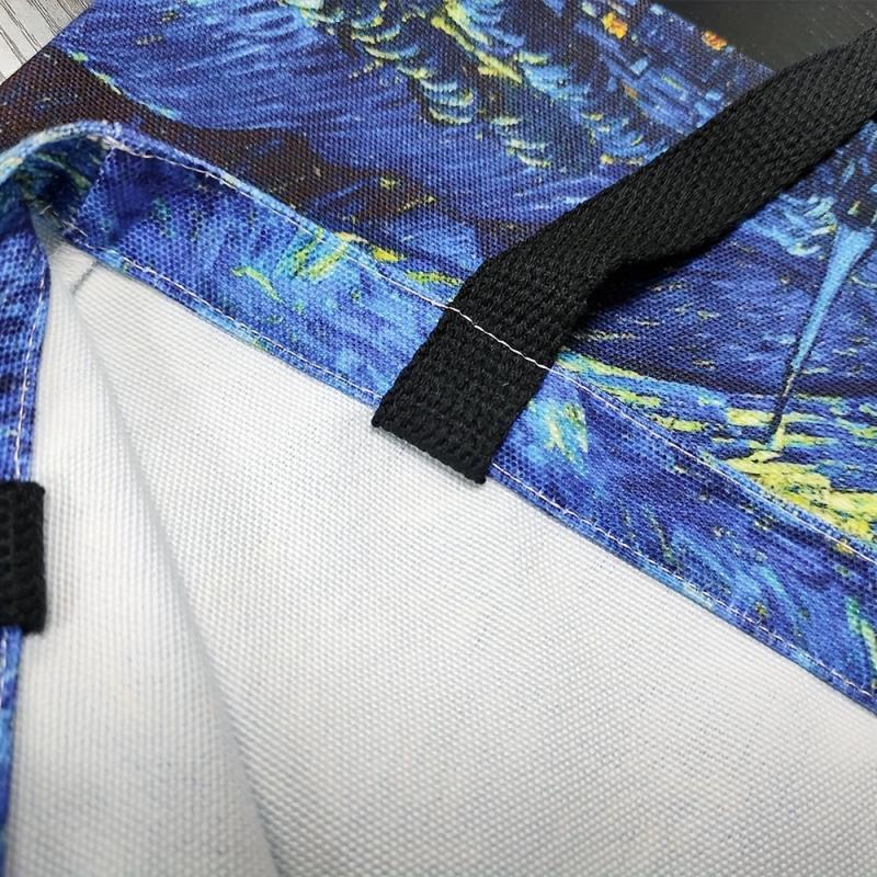 Oil Painting Pattern Canvas Tote Bag Lightweight Shoulder Shopping Bag