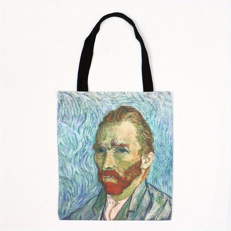 Oil Painting Pattern Canvas Tote Bag Lightweight Shoulder Shopping Bag