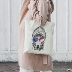 American Flag Print Beach Tote Bag Canvas Shoulder Bag Women's Casual