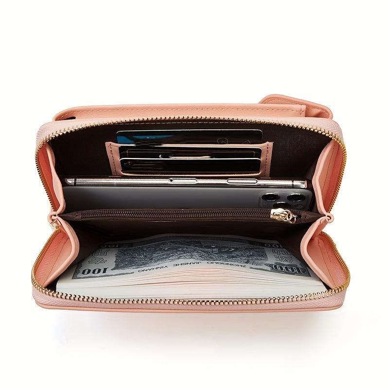 Women's Mobile Phone Purse Double Layer Wallet Crossbody Bag