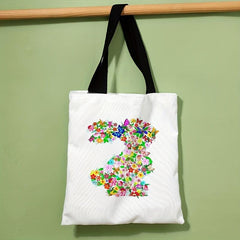 Floral Bunny Tote Bag Large Travel Beach Shoulder Bag