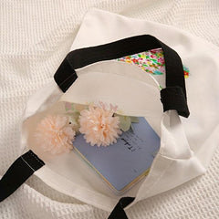 Floral Bunny Tote Bag Large Travel Beach Shoulder Bag