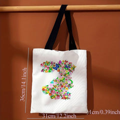 Floral Bunny Tote Bag Large Travel Beach Shoulder Bag