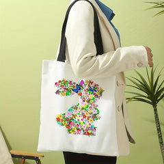 Floral Bunny Tote Bag Large Travel Beach Shoulder Bag