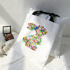 Floral Bunny Tote Bag Large Travel Beach Shoulder Bag