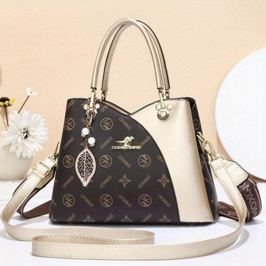 Vintage Colorblock Letter Handbag Classic Shoulder Bag For Women