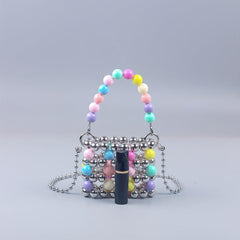 Colorful Beaded Crossbody Bag Acrylic Colorblock Shoulder Handbag