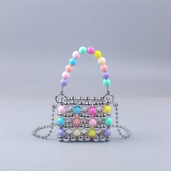 Colorful Beaded Crossbody Bag Acrylic Colorblock Shoulder Handbag