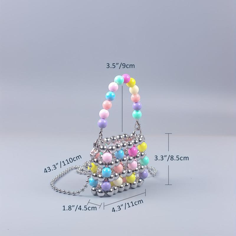 Colorful Beaded Crossbody Bag Acrylic Colorblock Shoulder Handbag