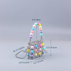Colorful Beaded Crossbody Bag Acrylic Colorblock Shoulder Handbag