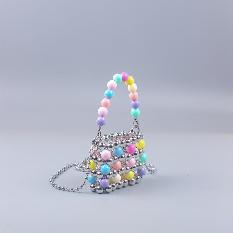 Colorful Beaded Crossbody Bag Acrylic Colorblock Shoulder Handbag