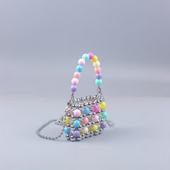 Colorful Beaded Crossbody Bag Acrylic Colorblock Shoulder Handbag