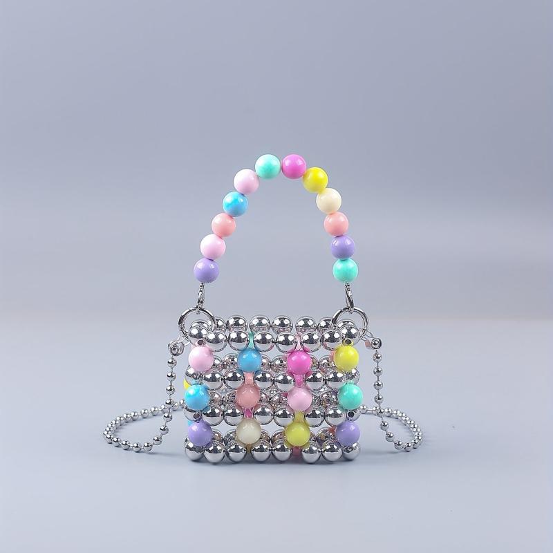 Colorful Beaded Crossbody Bag Acrylic Colorblock Shoulder Handbag