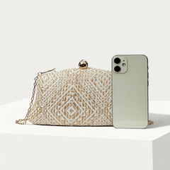 Geometric Braided Evening Bag Women's Clutch With Chain Strap
