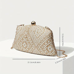 Geometric Braided Evening Bag Women's Clutch With Chain Strap