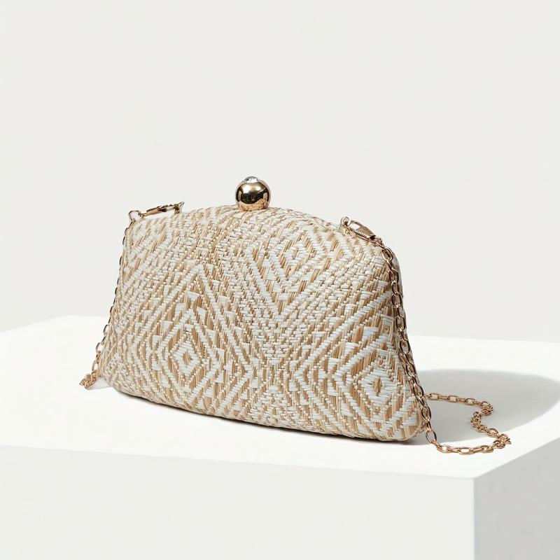 Geometric Braided Evening Bag Women's Clutch With Chain Strap