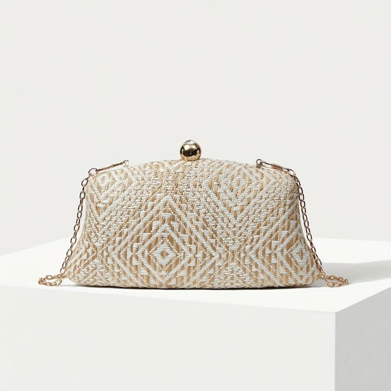 Geometric Braided Evening Bag Women's Clutch With Chain Strap