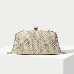 Geometric Braided Evening Bag Women's Clutch With Chain Strap