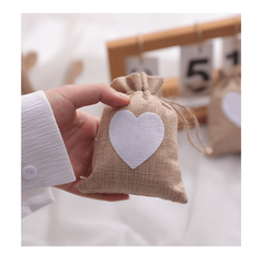 4pcs Love Drawstring Burlap Bag Wedding Party Candy Packaging